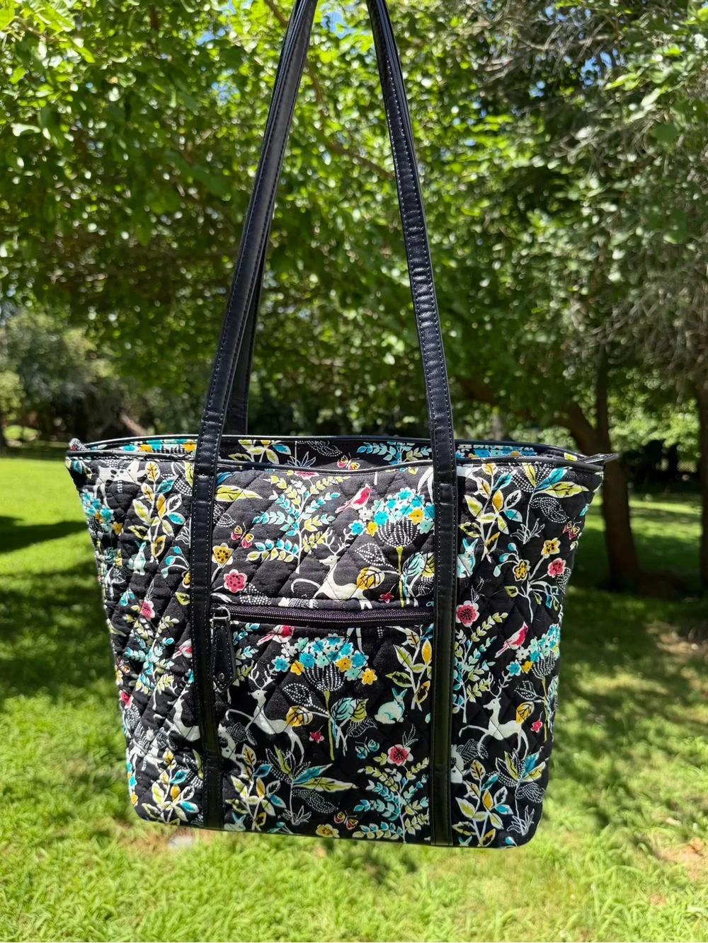 Vera Bradley Small Tote Winter Palace Faux Leather Trim Quilted Bag
